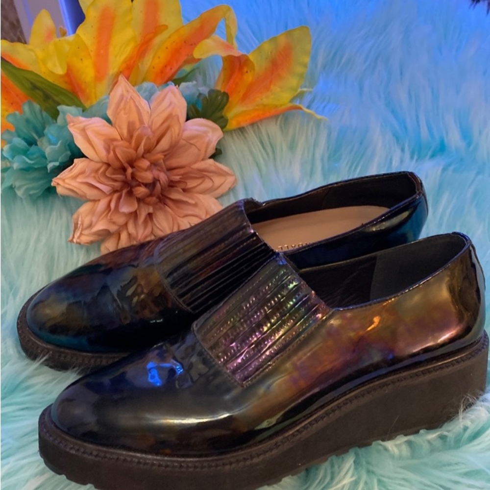 Loeffler Randall Oil Slick Black Loafers Sz 8.5